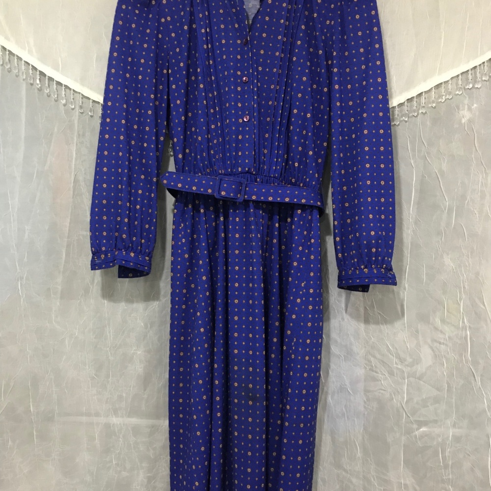Vintage, Unique, Blue Print Dress